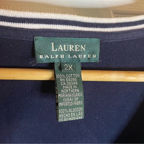 Lauren Ralph Lauren Navy Blue Button up Cardigan with White Lining Size 2X USA - Picture 4 of 7